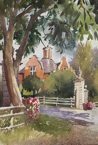 Market Bosworth entrance. | watercolour. Please check out th… | Flickr Mike Kowalski, Oil Pastel Landscape, Barn Pictures, Pastel Landscape, Art Album, Watercolor Journal, Watercolor Landscape Paintings, Landscape Drawings, Watercolor Drawing