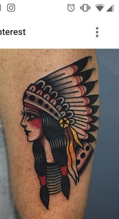 Indian Girl Tattoos, Headdress Tattoo, Cowgirl Tattoos, Traditional Tattoo Old School, Native Tattoos, Western Tattoos, Traditional Tattoo Sleeve, Old School Tattoo Designs, Indian Tattoo