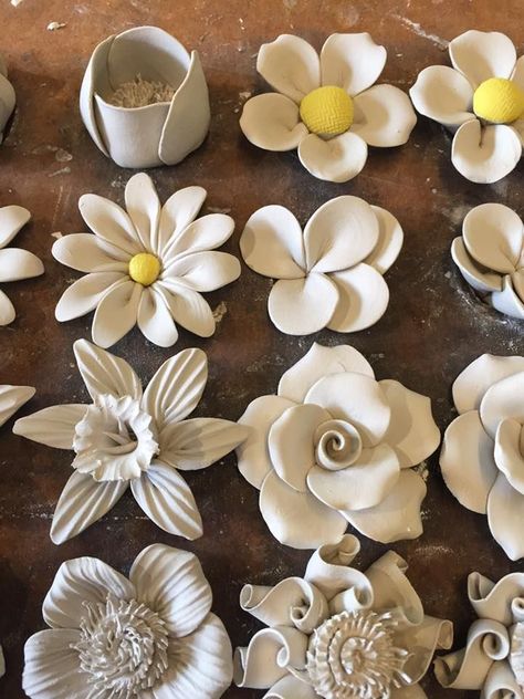 Pottery Flowers, Clay Wall Art, Tanah Liat, Clay Crafts Air Dry, Cerámica Ideas, Clay Wall, Clay Work, Pottery Crafts, Diy Pottery