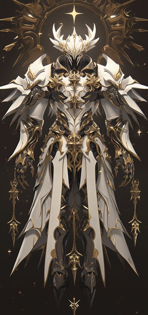 Futuristic Angel Armor, Paladin Armor Dnd, Angel Knight Art, Mystical Armor, White And Gold Armor, Armor Angel, Angelic Armor, Angelic Knight, Moon Armor