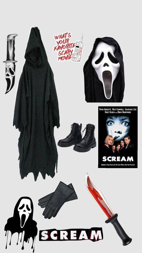 Scream costume for Halloween!!! #scream #halloween #scream1996 #ghostfacekiller Ghostface Costume Women Ideas, Girl Scream Costume, Halloween Costumes Scream, Scream Costume Ideas, Scream Halloween Costume, Ghostface Costume, Scream Outfits, Halloween Costumes Women Scary, Scream Costume