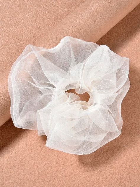 Plain Mesh Scrunchie | SHEIN USA White Scrunchie, Designer Hair Accessories, Handmade Scrunchie, Latest Hair, White Accessories, Silk Pillowcase, Latest Hairstyles, Shein Style, Scrunchie Hairstyles