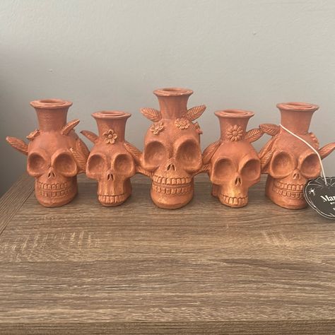 Holds 5 Taper Candles Terracotta Decor New Mexican Candle Holder, Kitchen Altar, Mexican Candle, Terracotta Decor, Martha Stewart Holiday, Pottery Inspo, Candle Altar, Gothic Decor, Mexican Art