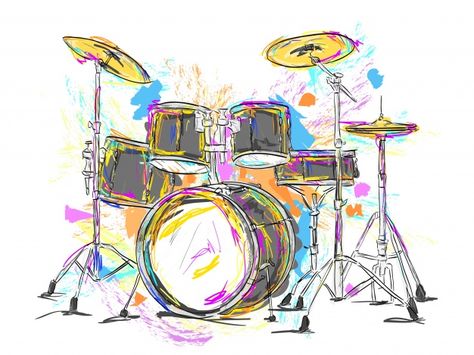 Hand drawn drums Free Vector | Premium Vector #Freepik #vector #background #hand #hand-drawn #wallpaper Drum Painting, Drums Artwork, Drum Tattoo, Drums Art, Art Musical, Music Artwork, Musical Art, Logo Vintage, Drum Set