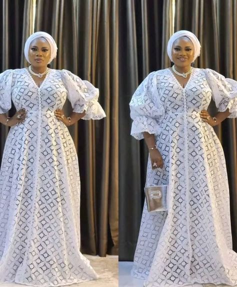 Latest Cord Lace Gown Styles, Cord Lace Gown Styles, Lace Boubou, Vintage White Lace Dress, Nigerian Dress Styles, Bubu Gown, Summer Fashion Dresses Casual, Boubou Styles For Women, Curvy Casual Outfits