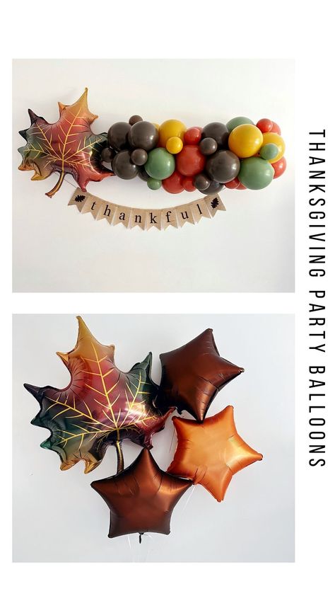 Thanksgiving Office Decorations, Thanksgiving Balloon Decorations, Fall Balloon Decor, Autumn Balloons, Fall Balloon Garland, Leaf Balloon, Thanksgiving Balloons, Fall Balloons, Fall Burlap Banner