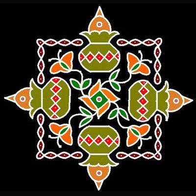 Pongal Rangoli Design, Pongal Rangoli, Pongal Kolam, Very Easy Rangoli Designs, Rangoli Side Designs, Simple Rangoli Designs Images, Simple Rangoli Border Designs, Rangoli Patterns, Rangoli Borders