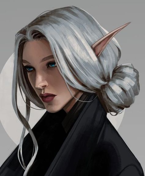 High Elf Priestess, Modern Elves, High Elf Female, Elf Rogue, Elf Female, Snow Elf, Elf Characters, Female Elf, Elf Art