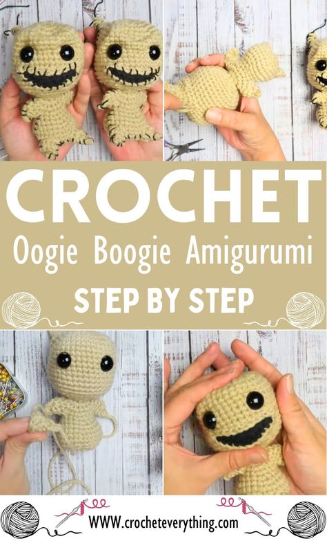 Crochet Oogie Boogie Amigurumi Tutorial For Nightmare Before Christmas Jack Skeleton Crochet Pattern Free, Oogie Boogie Amigurumi Free Pattern, Nightmare Before Christmas Crochet Pattern Free, Crochet Zero Nightmare Before Christmas, Cool Free Crochet Patterns, Unique Crochet Amigurumi, Nightmare Before Christmas Crochet Free, Crochet Decor Patterns Free, Oogie Boogie Crochet Pattern Free