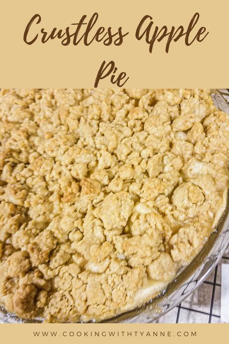 Whether you want to cut carbs or just don't want to make or buy a pie crust, this crustless apple pie recipe is for you! This apple pie with crumb topping is just enough to give you the flavor of a traditional apple pie, without the carbs. An easy homemade apple pie that can be made in about 45 minutes. #pierecipes #applepie Crustless Apple Pie Recipe Easy, Crustless Apple Custard Pie, No Crust Apple Pie, Crustless Apple Crumble, Crustless Dutch Apple Pie, Apple Pie Without Crust, Gluten Free Crustless Apple Pie, Apple Pie Crumble Topping Easy, Apple Pie Without Top Crust