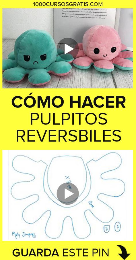 ¿Quieres hacer un regalo y no sabes qué puede ser? ¿Qué te parecen unos pulpitos reversibles? Aprende como confeccionar estos peluches en este tutorial que hoy traemos para ti. 👆😊 #costura #sewing #manualidades #diy #patrones #peluche Diy Bags Jeans, Winter Diy Crafts, Felt Ornaments Patterns, Baby Clothes Patterns Sewing, Felt Crafts Patterns, Animal Sewing Patterns, Sewing Stuffed Animals, Diy Bags Purses, Diy Paper Crafts Decoration