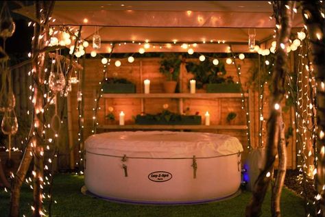 Blow Up Spa Ideas, Shed Spa Ideas, Lazy Spa Surround Ideas, Lay Z Spa Surround Ideas, Indoor Inflatable Hot Tub Room Ideas, Inflatable Hot Tub Ideas Backyard Budget, Hot Tub In Garage Ideas, Inflatable Spa Surround Ideas, Lazy Spa Garden Ideas