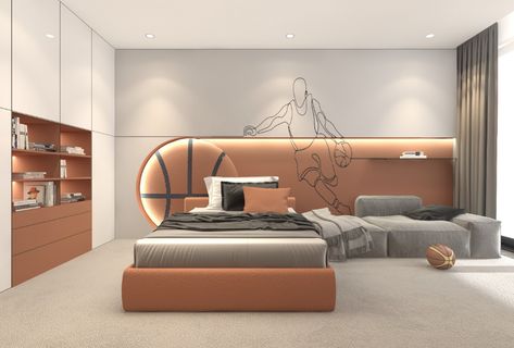 Modern Kids Room Design, Basketball Room, Luxury Kids Bedroom, Children Bed, Boys Room Design, Kids Room Interior Design, Boy Bedroom Design, Modern Kids Room, Childs Bedroom