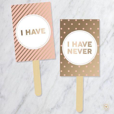 Never Have I Ever Game, Bachelorette Party Signs, 25 Birthday, Gold Bachelorette Party, Gold Bachelorette, Fun Bridal Shower Games, Hen Party Games, Bridal Shower Printables, Unique Bridal Shower