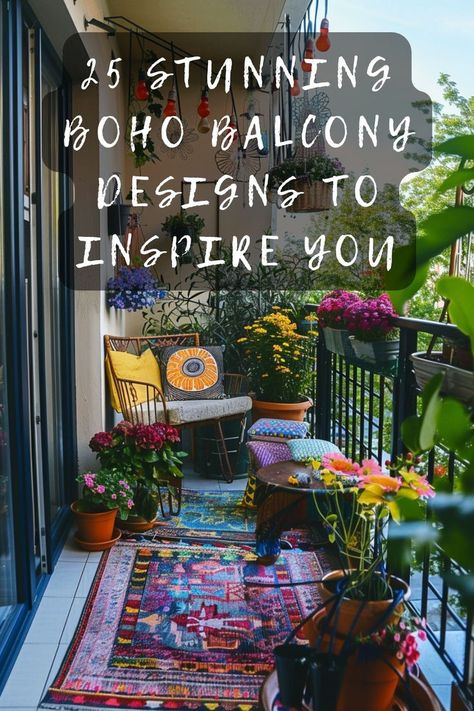 Transform your outdoor space with these 25 stunning boho balcony designs! From cozy seating to vibrant decor, find inspiration to create your perfect bohemian oasis. Click to explore these beautiful ideas and elevate your balcony game. 🌿✨🪴 #BohoBalcony #OutdoorLiving #BalconyDecor #BohoStyle #HomeInspo Boho Porch Decorating, Bohemian Balcony Ideas, Boho Patio Ideas Outdoor Spaces, Balcony Deck Ideas, Bohemian Balcony, Bohemian Porch, Balcony Designs, Boho Balcony, Vibrant Decor