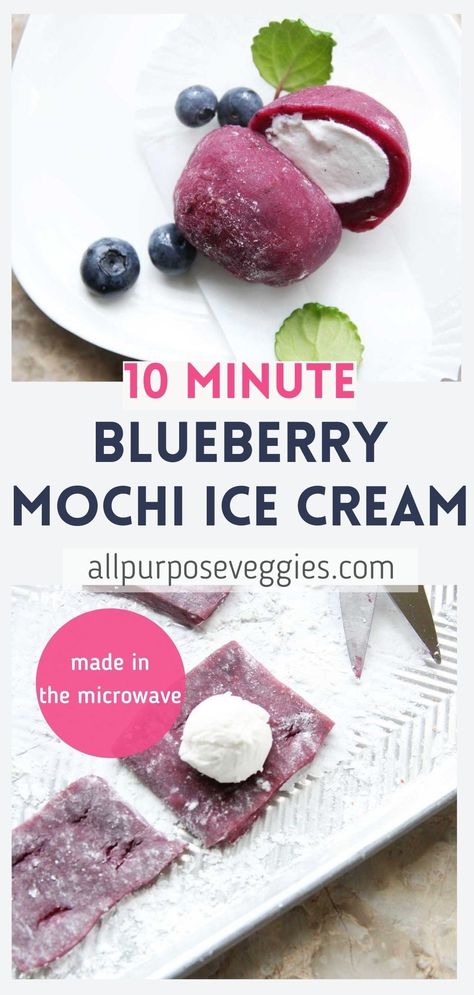 Blueberry Mochi Recipe, Homemade Mochi Ice Cream, Blueberry Mochi, Mochi Ice Cream Recipe, Ice Cream Mochi Recipe, Mochi Filling Ideas, Vegan Mochi Recipe, Blueberry Ice Cream Recipe, Family Dessert Recipes