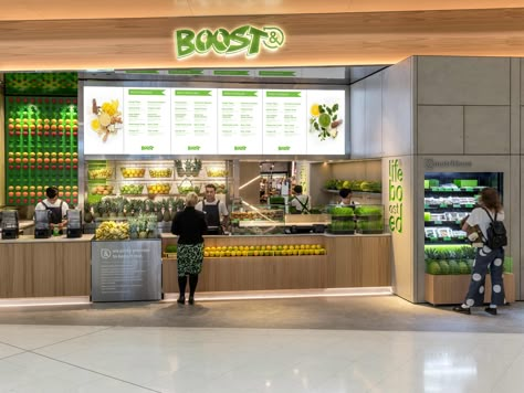 Juice Kiosk Design, Juice Kiosk, Wall Modeling, Boost Juice Bar, Juice Bar Interior, Boost Juice, Food Court Design, Juice Cafe, Fruit Store