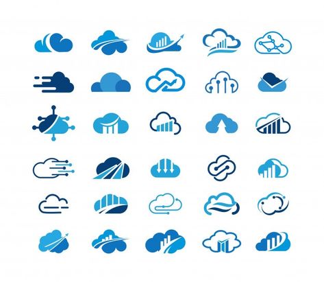 Logo collection cloud logo Premium Vecto... | Premium Vector #Freepik #vector #logo #business #people #technology Logo Cloud Design, Cloud Logo Aesthetic, Sky Logo Design, Cloud Logo Design, Sky Logo, Transportation Logo, Forest Logo, Cloud Logo, Dream Logo