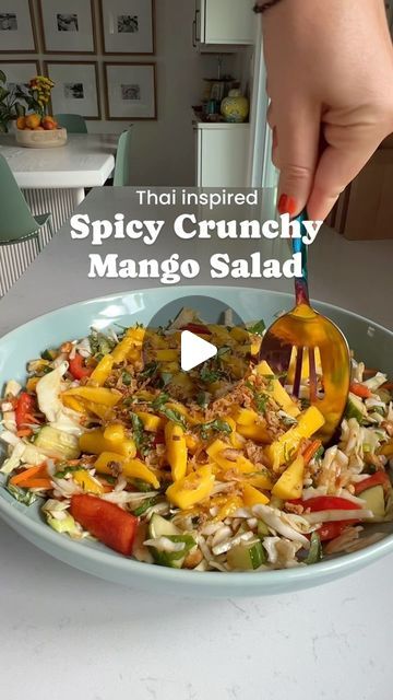 Mango Salad Recipe, Mackenzie Smith, Summertime Salads, Thai Chili, Coconut Aminos, Outdoor Gathering, Mango Salad, Garlic Clove, Coleslaw Mix