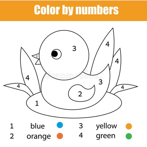 Coloring page with duck bird. Color by numbers educational children game, drawing kids activity. Printable sheet. Animals theme royalty free illustration Coloring Numbers, Famous Drawing, Kindergarten Drawing, Numbers Activity, Quotes Creativity, Toddler Drawing, Challenge Instagram, Color By Number Printable, Maths Worksheets