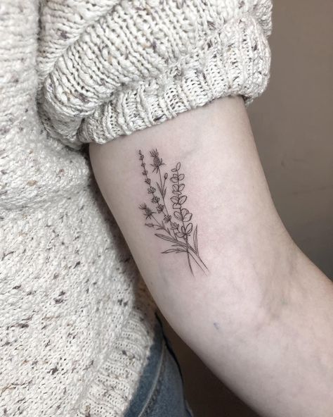 ✖Kelly Ye✖ on Instagram: “Lavender•eucalyptus•thistle” Thistle And Lavender Tattoo, January Wildflower Tattoo, Eucalyptus Bouquet Tattoo, Lavender Eucalyptus Tattoo, Fine Line Thistle Tattoo, Lavender And Eucalyptus Tattoo, Scottish Heather Tattoo, Scotland Tattoo Ideas, Maple Tattoo