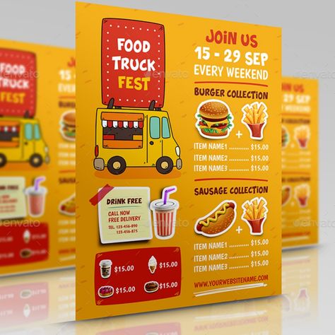 Food Truck Menu Flyer Template Pop Up Stall, Packing Box Design, Menu Board Design, Recipe Card Template, Food Truck Menu, Mumbai Food, Menu Flyer, Recipe Cards Template, Fruit Packaging