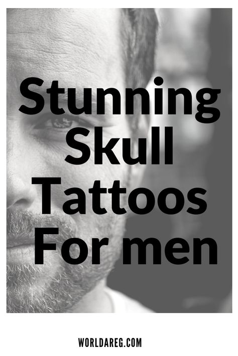 Stunning Skull Tattoos For men - You might be surprised at the deeper meaning behind skull tattoos Mens Symbol Tattoos, Taking Care Of Business Tattoo, Skull Stack Tattoo, Men Body Tattoo Ideas, Punk Tattoo Ideas Grunge, Men Skull Tattoos, Clever Tattoos For Guys, Wrist Tattoos For Guys Men, 3 Skulls Tattoo