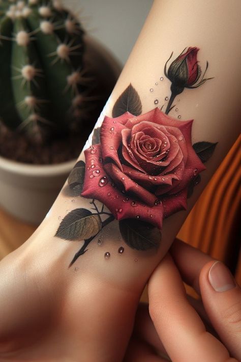 Inner Arm Rose Tattoos For Women, Black Rose On Fire Tattoo, Classy Wrist Tattoos For Women, Disney Hand Tattoos For Women, Tattoodo Ideas, Ladies Tattoo Ideas, Tattoo Flowers Arm, Rose Tattoo On Wrist, 3d Rose Tattoo