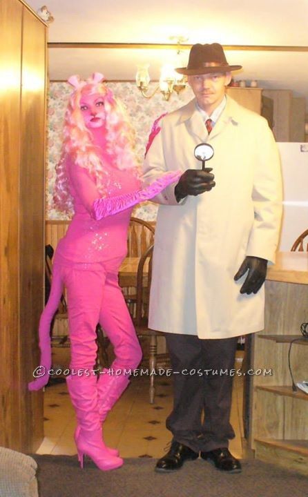 Pink Panther Costume, Homemade Couples Costumes, Costume For Couples, Native American Halloween Costume, Cool Couple Halloween Costumes, Creative Halloween Costume Ideas, Panther Costume, Clever Costumes