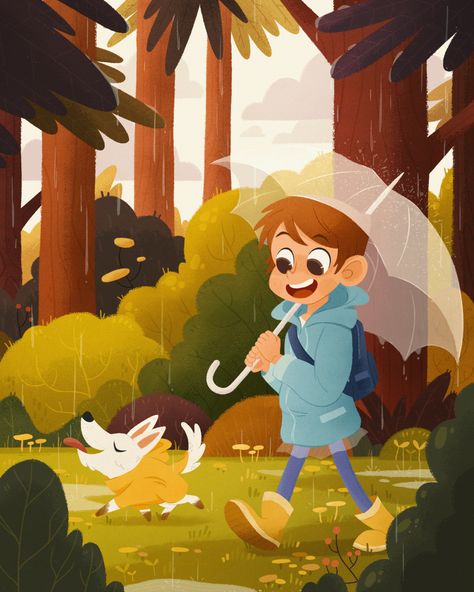 Rainy Day on Behance Rain Illustration, Book Illustration Art, Children Book, Kids' Book, Illustration Character Design, Childrens Illustrations, Book Inspiration, Freelance Illustrator, Children's Book Illustration