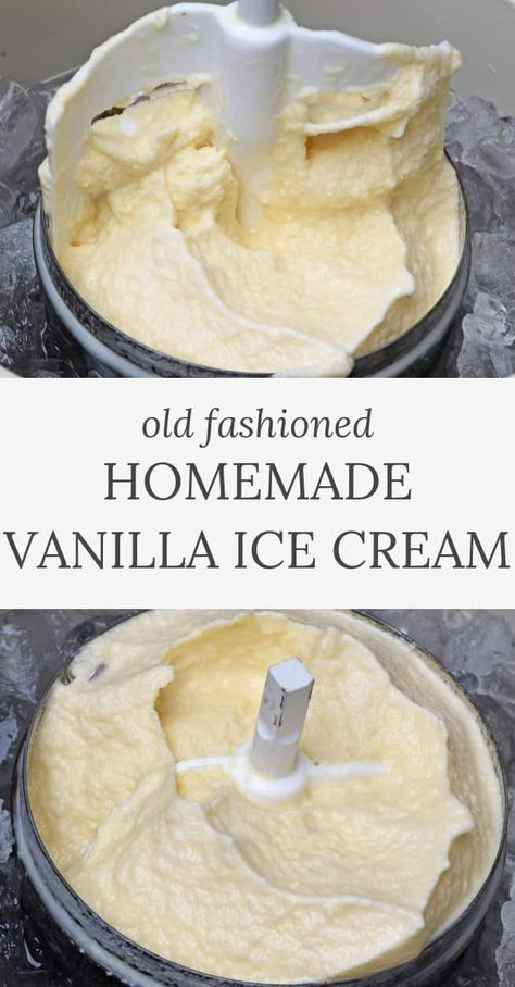 Our old fashioned homemade vanilla ice cream recipe has been a summer staple for as long as I can remember. How to make it the old fashioned way using an ice cream maker. Homemade Ice Cream Whole Milk, Homemade Ice Cream Recipes Machine Vanilla Condensed Milk, Homemade Vanilla Ice Cream With Eggs, Diy Vanilla Ice Cream, Homemade Ice Cream Recipes With Instant Pudding, Simple Vanilla Ice Cream Recipe, Quick Homemade Ice Cream, Heavy Cream Ice Cream Recipes, Ice Cream Recipes Without Heavy Cream