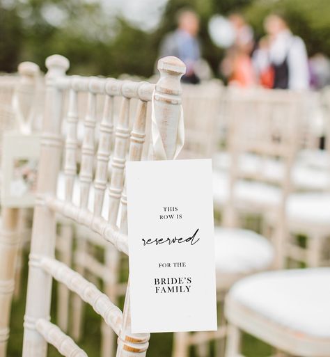 Seating Tags For Wedding, Reserved Row Wedding Sign, Wedding Seat Reserved Sign, Wedding Reserved Seating Signs, Reserved Signs For Wedding, Reserved Seating Wedding, Reserved Seating Signs, Reserved Wedding Signs, Ceremony Details