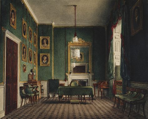 oldpaintings: “The Green Closet, Buckingham Palace, 1819 by James Stephanoff (English, 1789–1874) ” Palace Of Westminster Interior, Buckingham Palace Bedroom, Georgian Fireplace, Green Closet, Buckingham House, Moritz Von Schwind, Inside Buckingham Palace, Russian Palace Interior, Russian Painting 19th Century