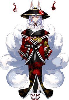 Kazuha Character Design, Columbina Genshin Design, Nina Kosaka New Outfit, Columbina Genshin Fatui Outfit, Kazuha Art Genshin, Nina Kosaka, Vtuber Design, Fox Character, Nine Tailed Fox