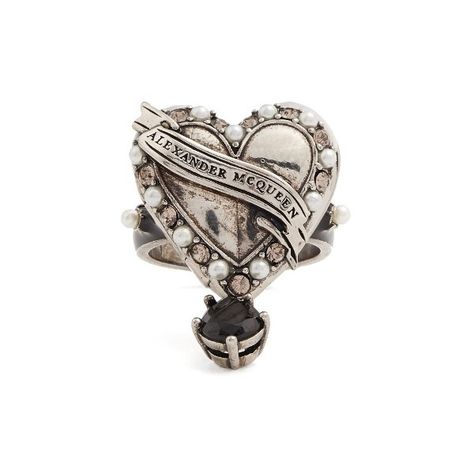 Alexander McQueen Heart Locket embellished ring ($445) ❤ liked on Polyvore featuring silver and alexander mcqueen Heart Locket, Bags Shoes, Designer Collection, Locket, Luxury Design, Alexander Mcqueen, Designer Clothing, Alexander, Women Wear