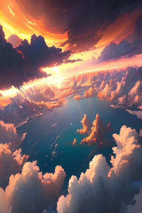 Portal In The Sky, Horizon Aesthetic, Aerial Views Landscape, Ciel Anime, Creepy Backgrounds, Sky Digital, Sky Anime, Dreamy Artwork, Sky Artwork