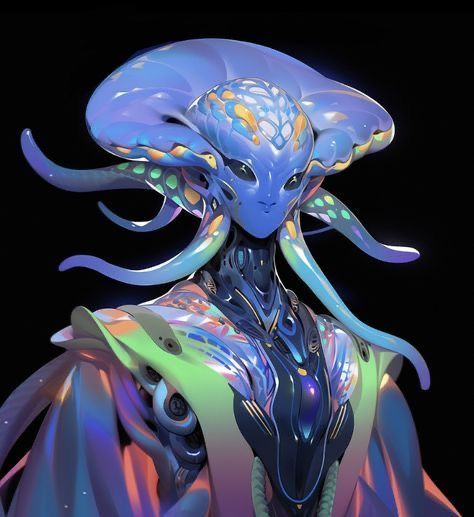 Character Design Alien, Abyss Creatures, Alien Mermaid, Alien Woman, Grey Alien, Alien Queen, Dnd Npc, Alien Character, Alien Species