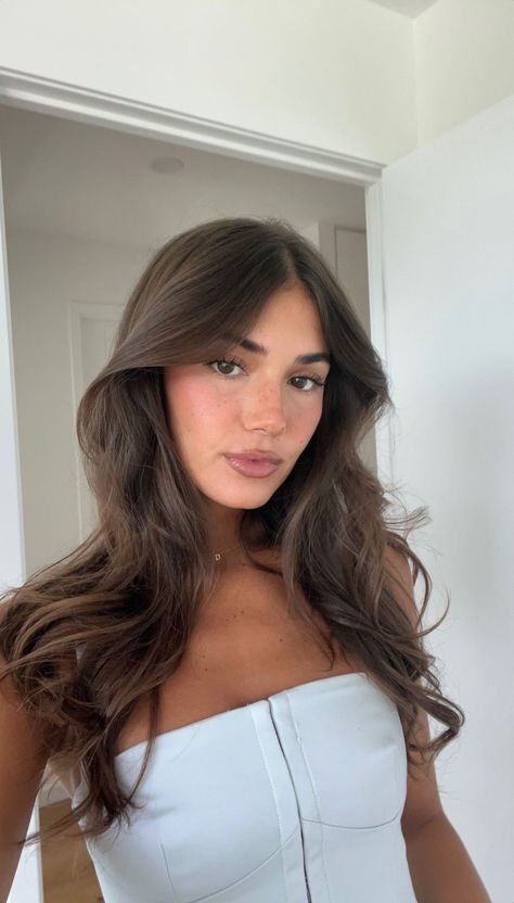 Brown Hair Olive Skin, Rambut Brunette, Brown Hair Looks, Medium Brown Hair, Brown Hair Inspo, Brunette Hair With Highlights, Brown Hair Brown Eyes, Hairstyles For Layered Hair, Dark Brown Hair Color