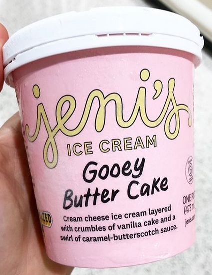 Jeni's Ice Cream Gooey Butter Cake Jenis Gooey Butter Cake Ice Cream, Butter Cake Ice Cream, Jenis Ice Cream, Jeni's Ice Cream, Ooey Gooey Butter Cake, Gooey Butter, Butterscotch Sauce, Cake Ice Cream, Gooey Butter Cake