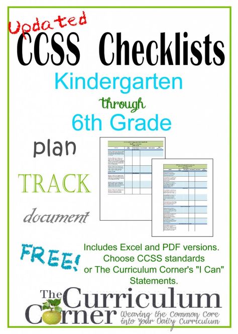 Updated CCSS Checklists and "I Can" Statement Checklists from The Curriculum Corner for kindergarten, 1st grade, 2nd grade, 3rd grade, 4th grade, 5th grade & 6th grade! Teacher Board, Common Core Ela, Common Core Kindergarten, Curriculum Mapping, Worksheets For Kindergarten, I Can Statements, Iep Goals, Kindergarten Lesson Plans, Math Notebooks