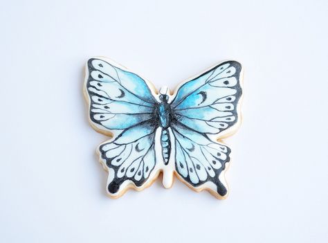 Blue Butterfly Cookies, Dragonfly Cookies, Painted Sugar Cookies, Sugar Flower Wedding Cake, Spice Sugar Cookies, Cookie Decorating Icing, Hand Painted Cookies, Engagement Cookies, Butterfly Cookies