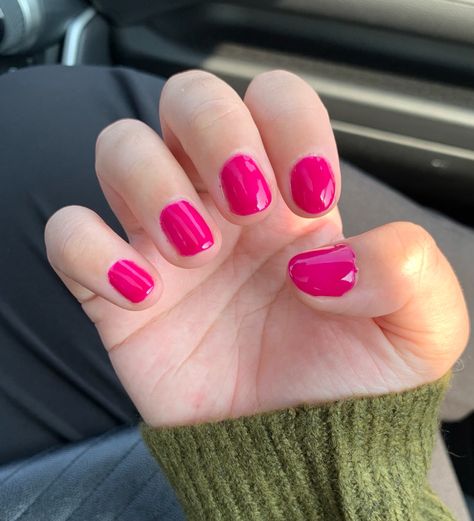 Dark Pink Nails Acrylic Short, Hot Pink Gel Manicure, Light Bright Pink Nails, Short Dark Pink Nails, Dark Hot Pink Nails, Dark Pink Nails Short, Dark Pink Gel Nails, Raspberry Color Nails, Hot Pink Dip Nails