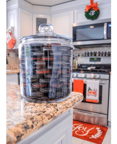 𝐒𝐀𝐍𝐃𝐑𝐀 on Instagram: “Stacking @oreo cookies in the jar never get old, I found it very relaxing 🥰 . . . . . . #farmhousebedroom #bedroomdecor #farmhouseinspired…” Oreo Cookie Jar Display, Kardashian Cookie Jars Kloe, Bozo Cookie Jar, Cookie Jar Display, Who Took The Cookie From The Cookie Jar, Cookie Monster Cookie Jar, Oreo Cookies, Cookie Jars, Getting Old