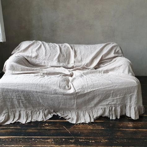 Linen sofa cover with ruffle. More color in our shop.🌺 #bedlinen #bedroomdecor #stonewashedlinen #livingroomdecor #home #inspiration #sheetset Linen Sofa Cover, Linen Sofa, Home Inspiration, Sofa Cover, Sofa Covers, Sheet Sets, Linen Bedding, Living Room Decor, Bedroom Decor