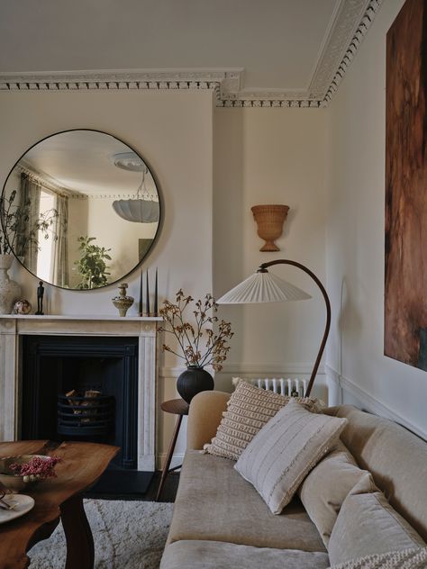 A Georgian townhouse in Clerkenwell transformed into a romantic, tactile space for living well | House & Garden Antique Interiors, Well House, Farrow & Ball, Italian Farmhouse, Townhouse Interior, Mid Century Floor Lamps, Georgian Townhouse, London Townhouse, Room London