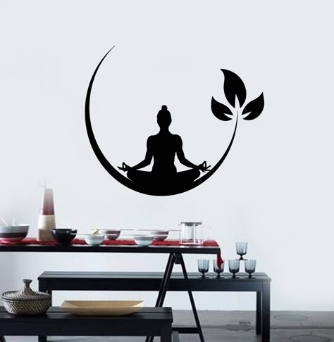 Simple Wall Paintings, Modern Wall Stickers, Meditation Pose, Creative Wall Painting, Meditation Room Decor, Wal Art, Meditation Poses, Wall Art Diy Paint, Buddha Wall Art