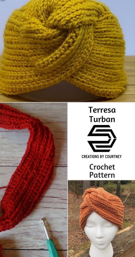 Crochet Turban Pattern Free, Crochet Hat Patterns, Crochet Turban, Crochet Newborn Hat, Cute Cap, Knit Turban, Crochet Cowl Pattern, Vintage Crochet Patterns, Tutorial Ideas