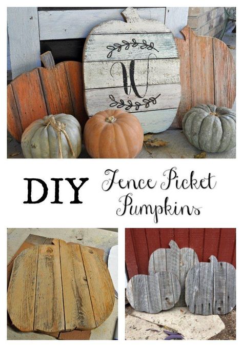 DIY Fence Picket Pumpkins Picket Fence Crafts Fall, Fence Board Crafts, Picket Projects, Repurposed Fence, Fence Crafts, Picket Fence Crafts, Football Halloween, Old Fence Boards, Fence Picket