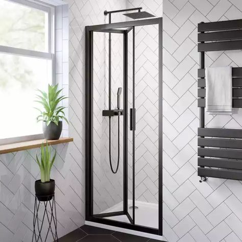 Check out this product on Alibaba App Black Framed Folding Shower Screen Single Sided Bifold Shower Door Folding Shower Screen, Small Bathroom Styles, Hinged Shower Door, Black Shower Doors, Small Shower Room, Bifold Shower Door, Designer Bathrooms, Door Folding, Bathroom Shower Doors