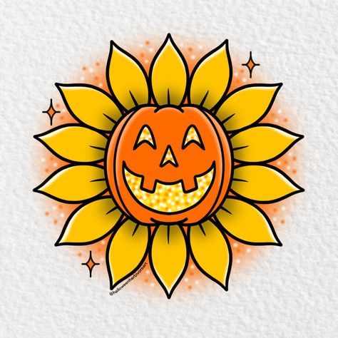 Vincent Maddox | Sunny pumpkin 🎃🌻 Available as tattoo tickets! . . . #sunflowertattoo #pumpkintattoo #halloweentattoo #traditionaltattoo #cutetattoo… | Instagram Pie Slice Tattoo, Easy Halloween Drawings, Pumpkin Tattoo, Pie Slice, Spooky Tattoos, Halloween 4, Glitter Tattoo, Halloween Drawings, Halloween Tattoos